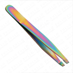 Juego de Pinzas para Cejas con Punta Inclinada Recubiertas de Titanio Arcoíris, Herramientas de Belleza Profesionales para Depilación, OEM - Product Image 4