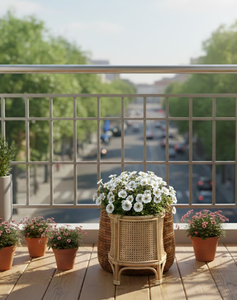 Support de pot de fleurs en rotin tressé surélevé avec pieds, pot de fleurs décoratif en osier pour intérieur, patio et balcon, fabriqué au Vietnam - Product Image 5