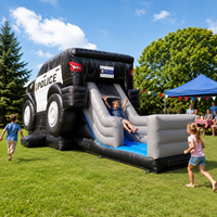 Structure gonflable de police commerciale avec toboggan et aire de jeux pour fêtes d'enfants et événements à louer