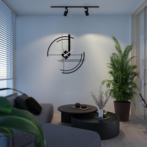 Modern Abstract Metal Wall <b>Clock</b> Geometric Circular Designer <b>Clock</b> Minimalist Black Decorative Wall <b>Art</b> for Living Room Bedroom - Product Image 4