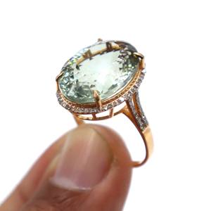 Anillo de Plata de Ley 925 Chapado en Oro Rosa con Amatista Verde Natural y Diamantes, Anillo de Regalo con Piedras Preciosas para Mujer - Product Image 5