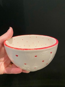 Handcrafted Ceramic Heart Print Bowl Smooth Gloss Finish with Deep Serving Shape for Chic Modern Table Styling - Product Image 2