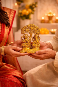 Estatua de Metal Hecha a Mano de Lakshmi Ganesha de 7.5 Pulgadas para Decoración del Hogar, Pooja, Diwali, Bodas, Regalo Indio, Figura Religiosa, Arte - Product Image 2