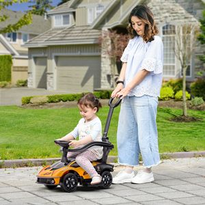 Passeggino 2-in-1 arancione per bambini con licenza, con funzione di spinta, vano portaoggetti, clacson, suono motore e volante - Giocattoli e deambulatori - Product Image 2
