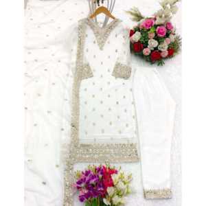 Top de soirée pour femmes de marque-Ensemble Plazzo avec Dupatta Tenue de soirée élégante - Product Image 2