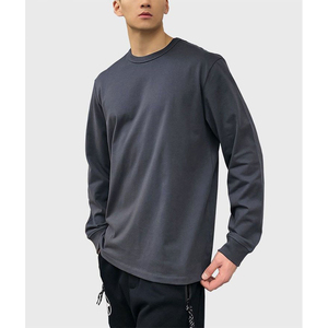 T-shirt personnalisé à manches longues pour homme 2026 – 100 % coton, col rond, léger, idéal pour la gym - Product Image 3