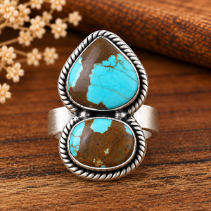 Number 8 Turquoise Oval Silver <b>Ring</b> Western <b>Boho</b> Statement Gemstone <b>Ring</b> Southwestern Jewelry Fashion <b>Ring</b> for Women Gift - Product Image 3