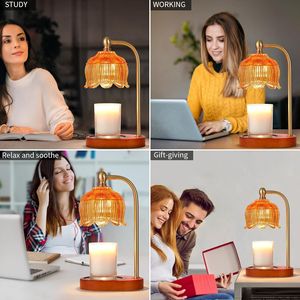 Electric Amber Light Candle Warmer Lamp with <b>Timer</b> Dimmer 2 Bulbs for Wax Jars Gift for Women - Product Image 3