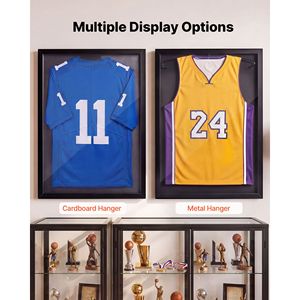 "Polished Wooden Sport Jersey <b>Shadow</b> <b>Box</b> A4 Size 98% UV Protection 31.5 X 23.6 X 1 in PC Panel Hanger Perfect Gift Display Case" - Product Image 3
