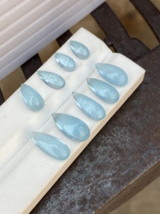 Lot de pierres d'aquamarine naturelle, forme poire, cabochon, beauté naturelle, bonne couleur et qualité, pour la création de bijoux, 20,48 carats - Product Image 3