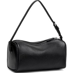 Bolso de Hombro de Cuero Genuino Texturizado para Mujer, Bolso Tipo Hobo con Cierre, Bolso Compacto para Uso Diario - Product Image 3