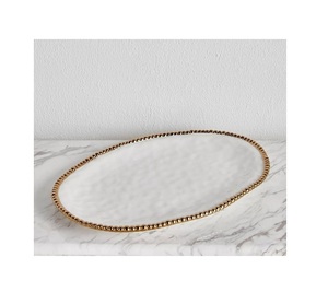 Superior Quality Chocolate <b>Tray</b> In Metal Gold And <b>White</b> Color Serving <b>Tray</b> With Handles Rectangular Shape Dinnerware Food <b>Tray</b> - Product Image 4