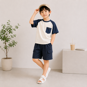 Shorts classiques pour garçons en coton kaki, 100% coton sergé, confortables, décontractés pour tous les jours - Product Image 4