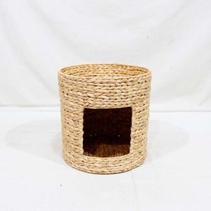 Cama cilíndrica ecológica de moda para gatos, hecha de jacinto de agua, con cojín - Product Image 6