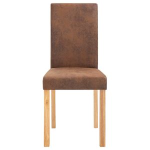 Juego de 4 Sillas de Comedor de Gamuza Sintética Marrón, Diseño Estándar de Madera Resistente - Product Image 4