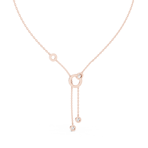 Collier en or rose avec pendentif multi-breloques en diamant, bijoux pour femmes, cadeau d'anniversaire ou de mariage - Product Image 1