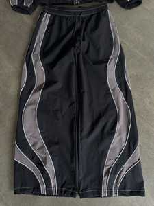 Black Contrast Panel Tracksuit Pants Wide Leg <b>Jogger</b> Trousers Elastic Waist Drawstring Casual Sportswear - Product Image 3