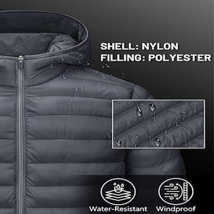 Doudoune slim fit pour homme, style streetwear unisexe avec col montant en toile patchwork pour l'hiver - Product Image 6