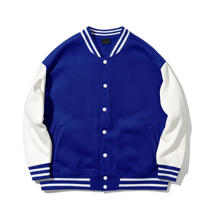 แจ็คเก็ต Letterman Varsity คุณภาพสูง ตัวเสื้อทำจากผ้าขนสัตว์ แขนเสื้อทำจากหนังแท้ เหมาะสำหรับใส่ในฤดูหนาว แจ็คเก็ตผู้ชายทันสมัยและมีสไตล์ - Product Image 1
