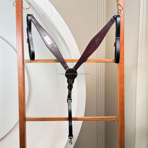 Collar de pecho occidental de cuero mecanizado a mano con acentos florales verde azulado tachuela de caballo ajustable para Rodeo Trail Ranch & Barrel Racing - Product Image 6