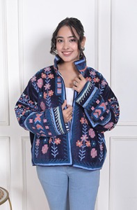 Nouvelle arrivée, veste matelassée en velours et coton brodé à la main de haute qualité, respirante, style bohème, motif floral - Product Image 2