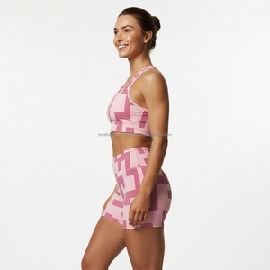 Private Label Plus Size Yoga Set Sublimated Sports Bra Scrunch Butt Shorts Breathable Quick Dry Gym Workout Activewear OEM ODM - Product Image 2