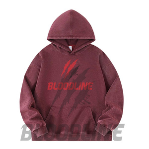 Sudadera con Capucha Bloodline para Hombre, Oversize, de Algodón French Terry, Casual, Otoñal, con Estampado Frontal y Bolsillos - Product Image 4