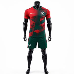 Tenue de football unisexe de haute qualité BIN FATEH, ensemble rouge et vert, imprimé numérique, polyester respirant, taille adulte, marque personnalisée - Product Image 1
