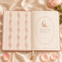 Carnet LABON personnalisé Rose Lune avec dorure or céleste, couverture rigide en PU, esthétique, à points, cadeau de luxe, vente en gros