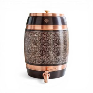 Distributeur d'eau en cuivre avec motif floral et robinet pour usage domestique - Product Image 1