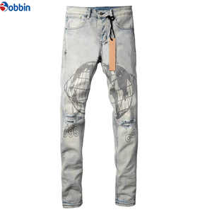 Jeans Negros Ajustados para Hombre, Estilo Casual, Desgastados, Cintura Media, 100% Algodón, Pierna Recta, Tallas Grandes - Product Image 2