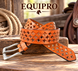 Ceinture en cuir de vachette rayée à découpes géométriques style bohème Equipro avec boucle ardillon carrée argentée, style décontracté, durable, moulage monobloc - Product Image 2