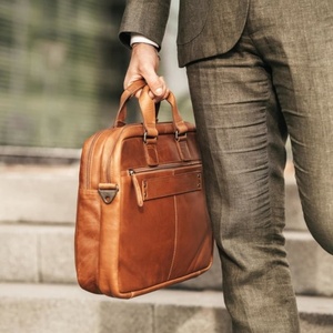 Vintage Brown Leather Laptop <b>Briefcase</b> for Men Premium Executive Office Bag with Spacious Multi Compartment Design - Product Image 3
