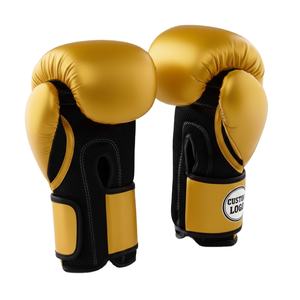 Guantes de Boxeo Personalizados OEM, Guantes de Entrenamiento de Piel Sintética Dorada - Product Image 3