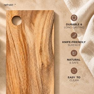 <b>Wooden</b> Rectangle Chopping Board With Handle Kitchen Cutting Block Single <b>Piece</b> - Product Image 5