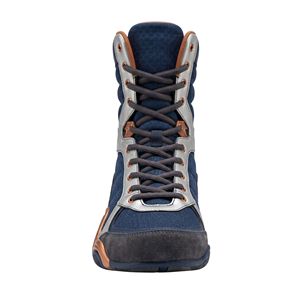 Deep Blue Tan Mid Top Unisex Boxing Shoes Breathable Non Slip Sparring <b>Ankle</b> <b>Support</b> Customized Men Shoes - Product Image 2