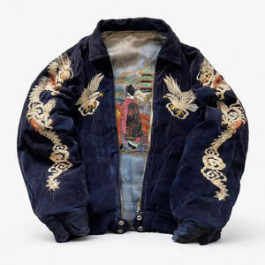 Chaqueta Sukajan Moderna y a la Moda para Hombre, Invierno, Cuello Alto, Ligera, Tela Satinada, Bordado Detallado, Cómoda para Uso Diario - Product Image 1