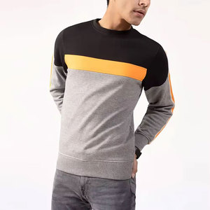 เสื้อสเวตเตอร์คอกลมลายทางสีดำ เทา ส้ม สำหรับผู้ชาย แขนยาว สวมใส่สบายๆ เหมาะสำหรับฤดูใบไม้ร่วงและฤดูหนาว - Product Image 5
