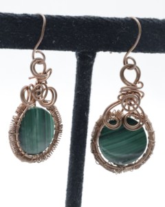 Natural Malachite <b>Hoop</b> Earrings with German <b>Silver</b> – Handmade Gemstone <b>Hoop</b> Jewelry for Women - Product Image 4