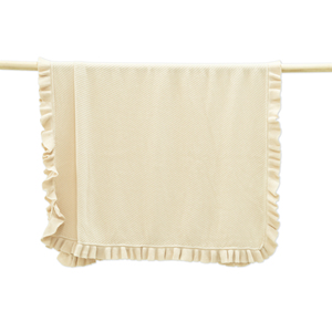 Couverture bébé tricotée unie à volants, écologique, fabriquée au Vietnam, mignonne, printemps & automne, 289g - 290g, 100% tricotée - Product Image 5