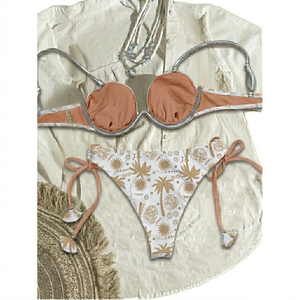Traje de Baño Bikini de Dos Piezas con Estampado Animal Hawaiano Aloha, Cintura Alta, Push-Up, Estampado Digital, Opción de Logotipo Personalizado, Spandex/Nylon, Cordón Ajustable - Product Image 4