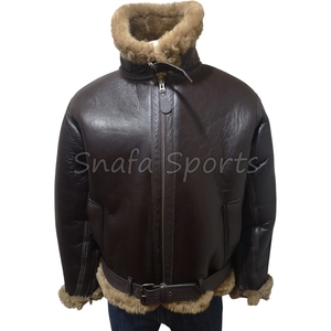 Winter Real Shearling Fur Collar <b>Sheepskin</b> Leather <b>Jacket</b> for Men Waterproof Thick Outerwear Leather <b>Jackets</b> - Product Image 4