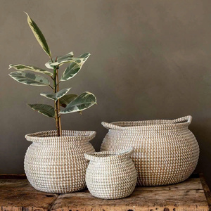Home Decor Cheapest Price Basket Planters Seagrass Decorative <b>Pottery</b> Planter <b>Handmade</b> Straw Raffia Baskets - Product Image 1