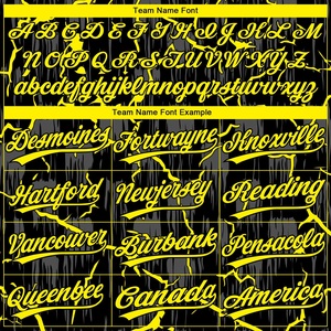 Maillot de baseball personnalisé noir et jaune à motif craquelé, impression par sublimation, évacuation de l'humidité, unisexe, adulte, manches courtes, tenue d'équipe - Product Image 4