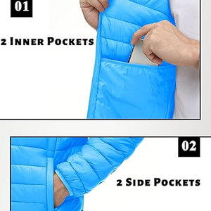 เสื้อแจ็คเก็ตพัฟเฟอร์สำหรับผู้ชายแบบมีฮู้ด กันลม กันน้ำ แบบควิลท์  ผู้ผลิต OEM ขายส่ง พร้อมตัวเลือกการออกแบบตามสั่ง - Product Image 5