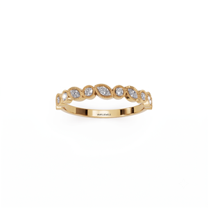 Bague de fiançailles et de mariage demi-éternité classique en diamant de laboratoire rond pour femme, or 10K 14K 18K, argent 925 935 plaqué rhodium - Product Image 2