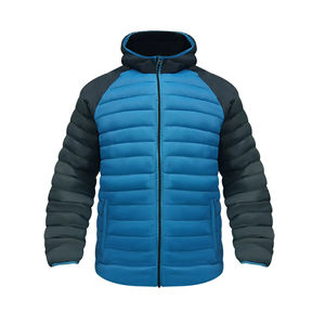 Chaqueta Acolchada con Capucha Azul para Hombre, Cortavientos, con Cierre de Cremallera, Abrigo de Invierno, Estilo Casual, Relleno Grueso de Poliéster - Product Image 1