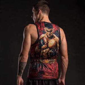 Débardeur de protection pour entraînement corporel par sublimation pour hommes, vêtement d'entraînement sans manches pour boxe et MMA, hauts de boxe imprimés pour hommes - Product Image 5
