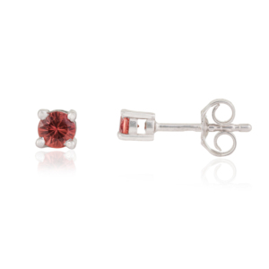 Beautiful Round Cut 100% Authentic Orange Sapphire Gemstone 925 <b>Sterling</b> <b>Silver</b> Dainty <b>Studs</b> Earring For Women's - Product Image 3