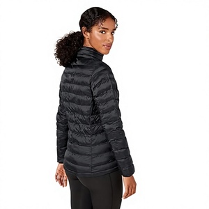 Veste matelassée pour femme, manches longues, col montant, fermeture éclair, couleur unie, vêtement d'hiver, 100% polyester, rembourrage chaud - Product Image 4